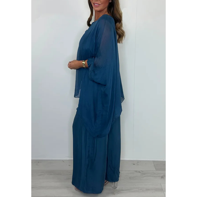 ⏰50% de réduction pour une durée limitée✨ Ensemble élégant et décontracté composé d'un haut en mousseline et d'un pantalon à jambes larges