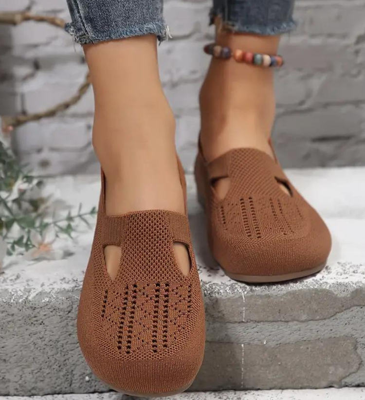 Chaussures plates confortables et respirantes en tricot pour femmes
