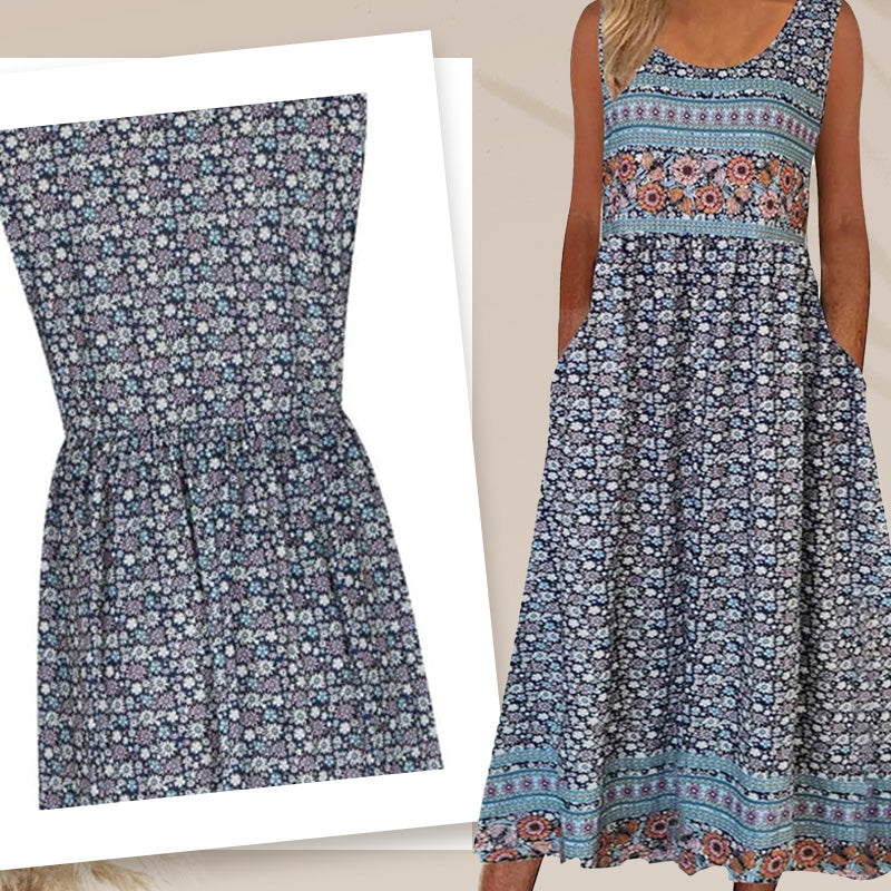 Robe sans manches à imprimé floral pour femme