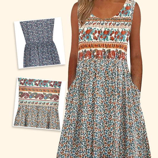 Robe sans manches à imprimé floral pour femme