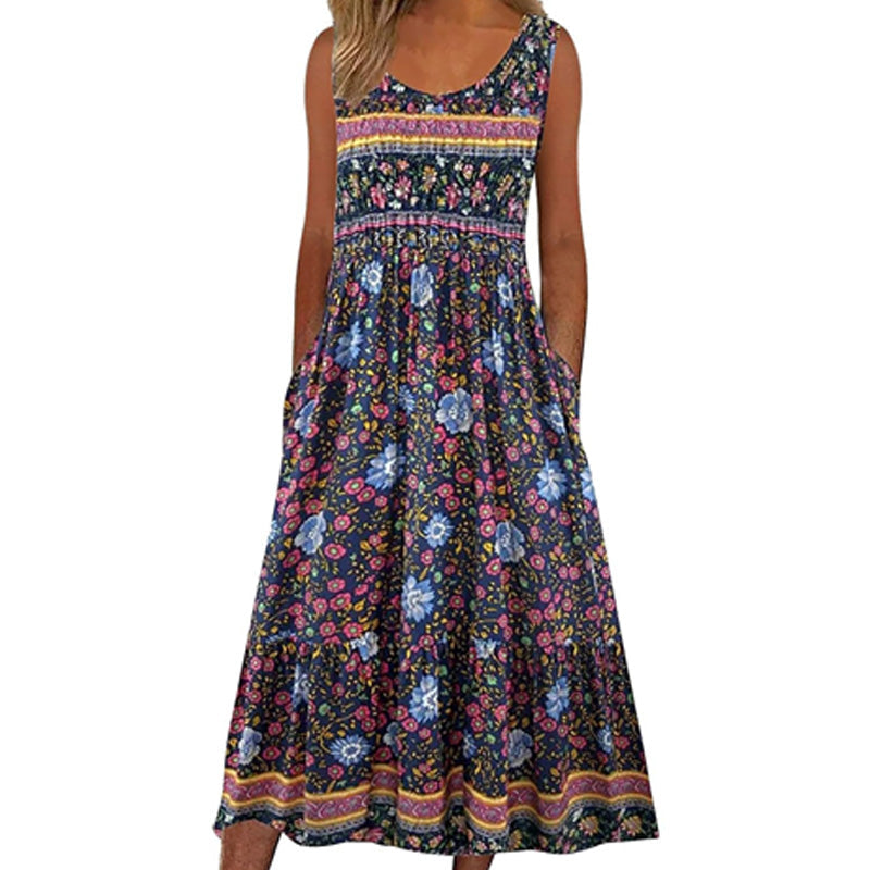 Robe sans manches à imprimé floral pour femme