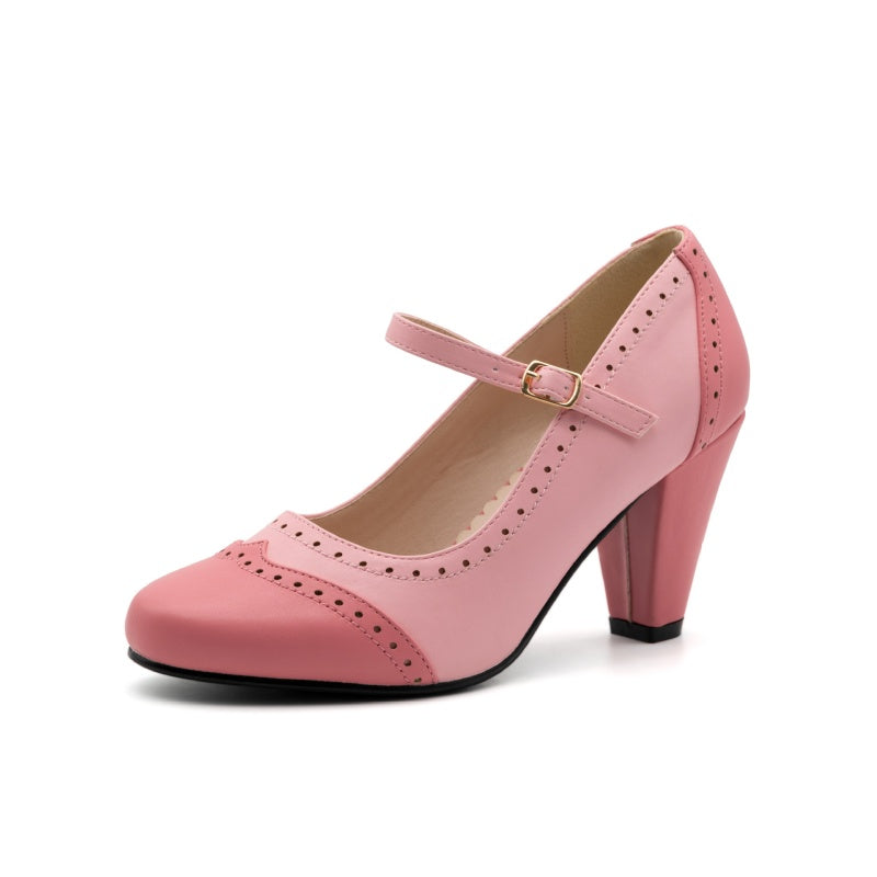 Chaussures Mary Jane élégantes en cuir PU à talons épais pour femmes