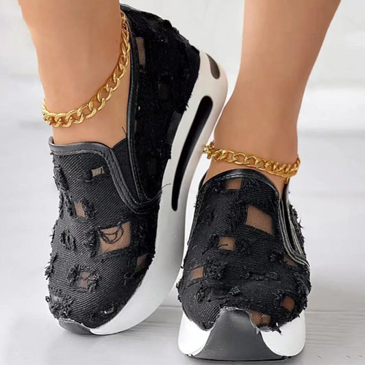 Sandales pour femmes en toile à semelle épaisse