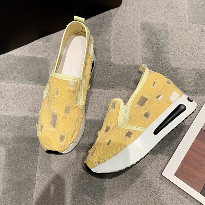 Sandales pour femmes en toile à semelle épaisse