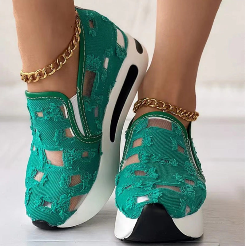 Sandales pour femmes en toile à semelle épaisse
