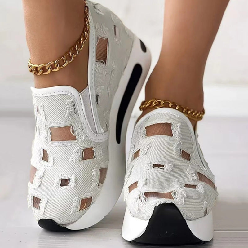 Sandales pour femmes en toile à semelle épaisse
