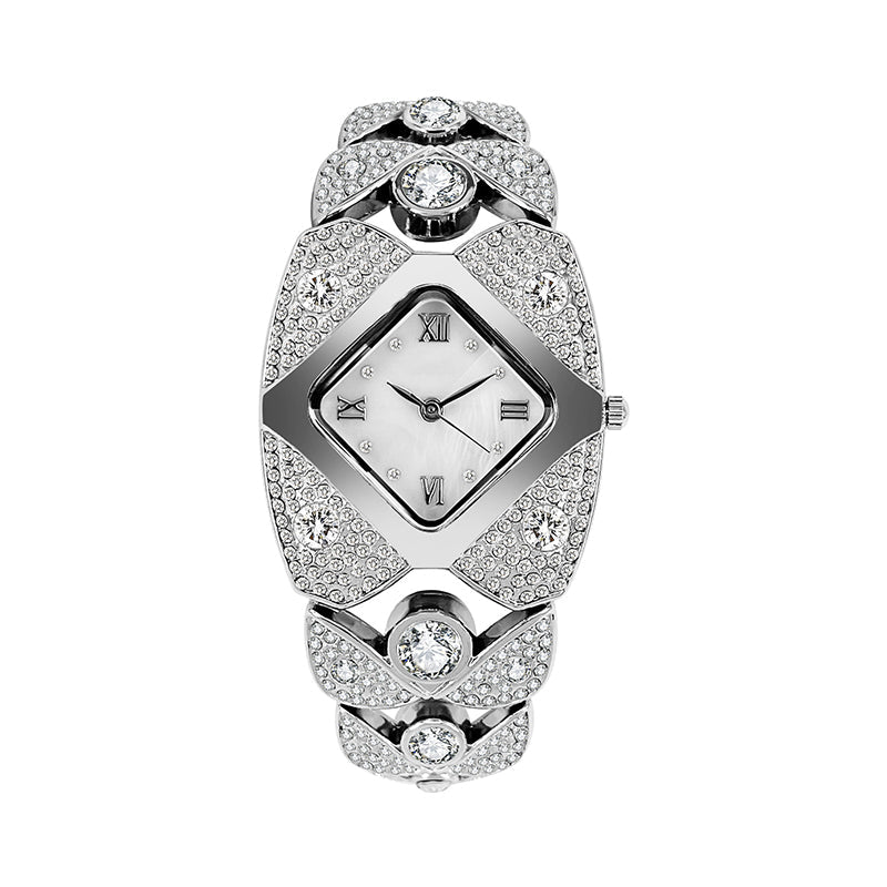 Montre à quartz rétro pour femme avec strass scintillants