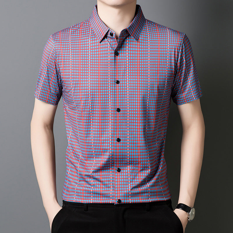 🔥Nouveauté 2025🔥 Chemise à manches courtes pour homme à carreaux rafraîchissante avec boutons