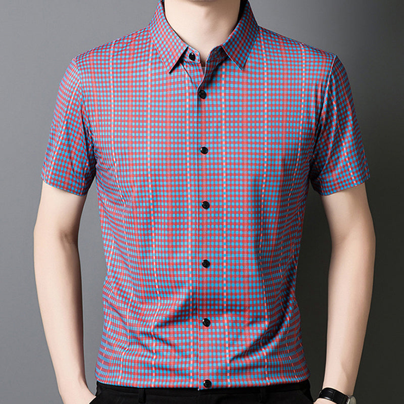 🔥Nouveauté 2025🔥 Chemise à manches courtes pour homme à carreaux rafraîchissante avec boutons