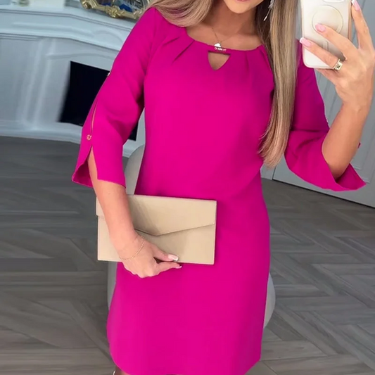 Robe de couleur unie au genou pour femmes