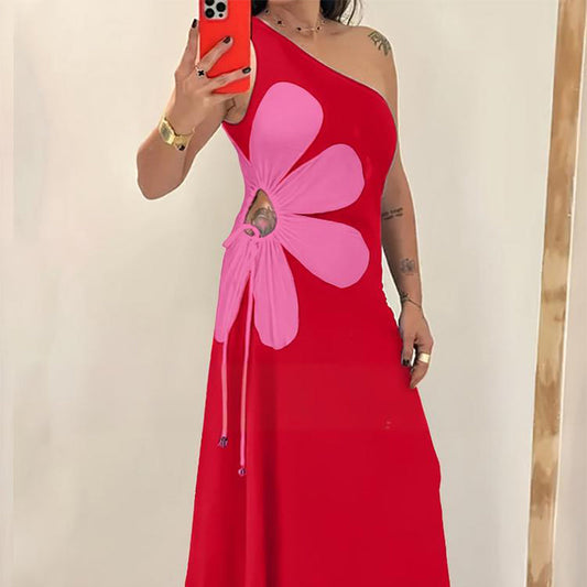 Robe asymétrique à imprimé floral