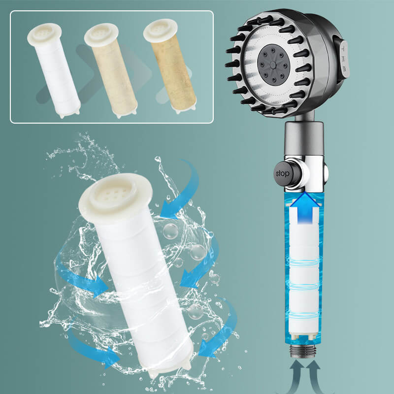Pomme de douche haute pression avec brosse de massage