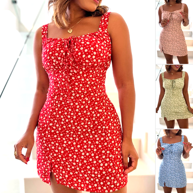 Floral Print Spaghetti Strap Mini Dress🔥Achetez-en 2 et obtenez 5% de réduction + livraison gratuite 🛫