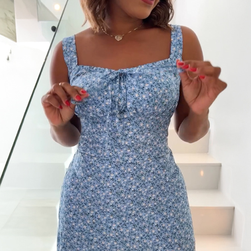 Floral Print Spaghetti Strap Mini Dress🔥Achetez-en 2 et obtenez 5% de réduction + livraison gratuite 🛫