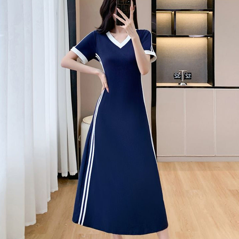 🔥2025 ventes chaudes🔥Robe décontractée et simple à col en V pour femme