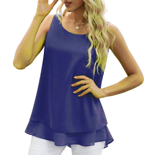 Gilet sans manches en mousseline à double épaisseur pour femmes