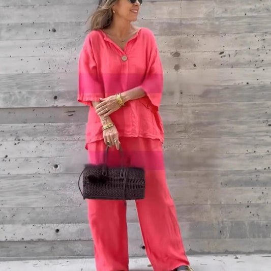 Ensemble 2 pièces pour femmes, composé d'un haut et d'un pantalon amples