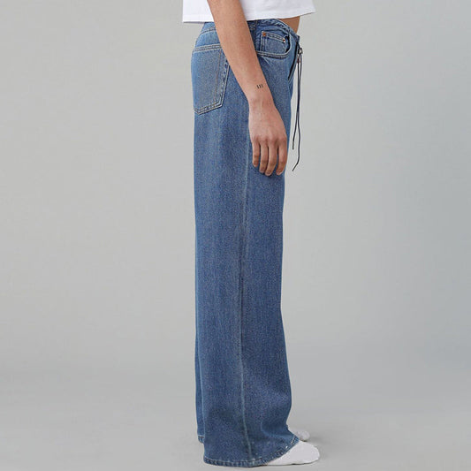 🎀 Pantalon large à taille basse ajustable par un cordon de serrage pour de multiples portés👖
