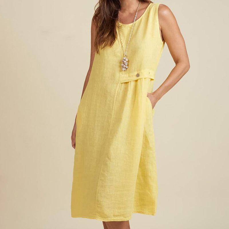 Robe décontractée sans manches à col rond pour femmes