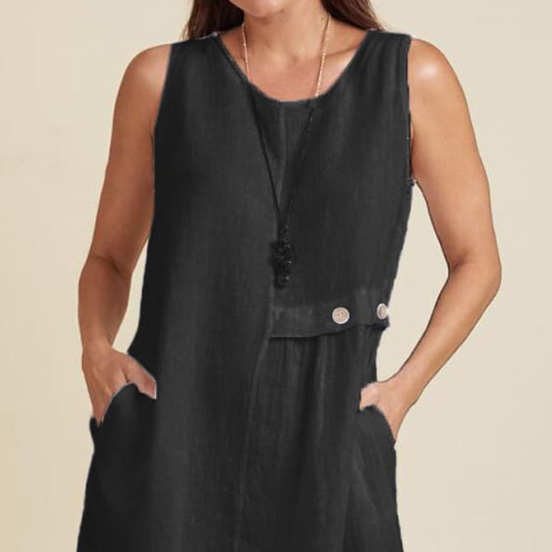 Robe décontractée sans manches à col rond pour femmes