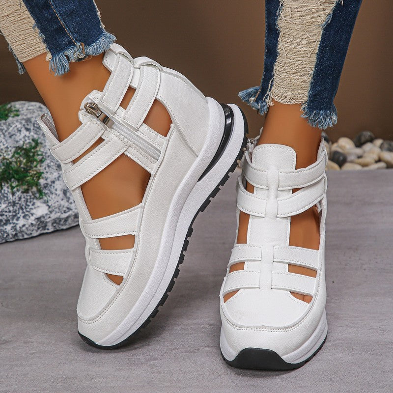 🔥Last day 50% off - Sandales compensées confortables et légères avec fermeture éclair latérale