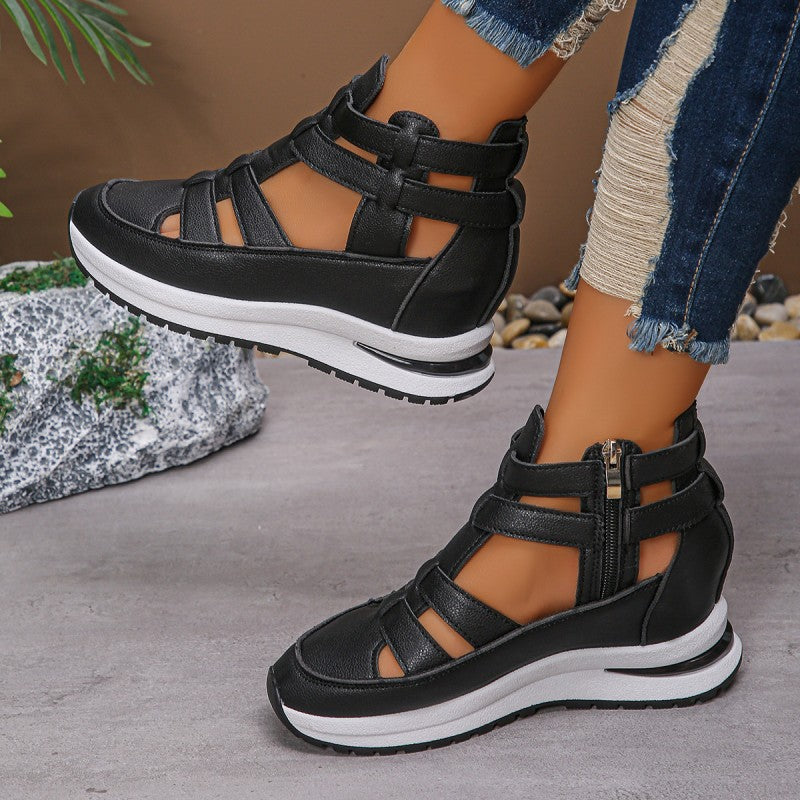 🔥Last day 50% off - Sandales compensées confortables et légères avec fermeture éclair latérale