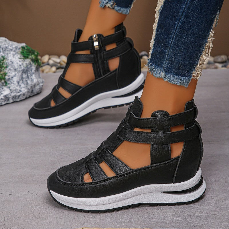 🔥Last day 50% off - Sandales compensées confortables et légères avec fermeture éclair latérale