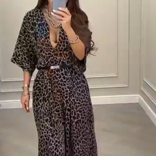 Combinaison mode sexy avec imprimé léopard