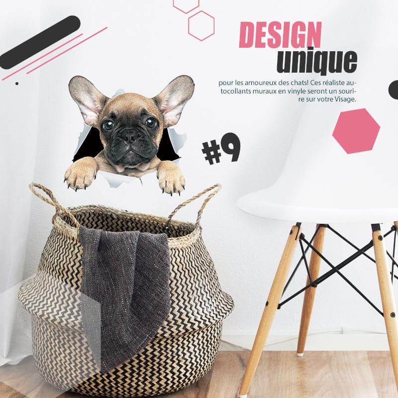 Autocollants muraux 3D amovibles pour chats et chiens