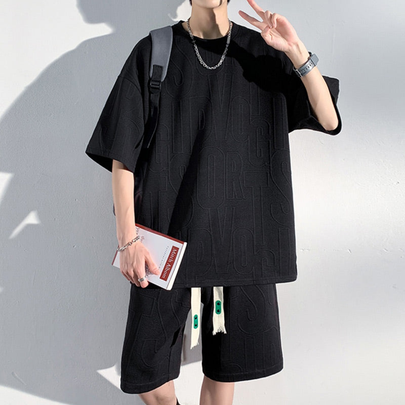 Ensemble survêtement homme grande taille à manches courtes et short