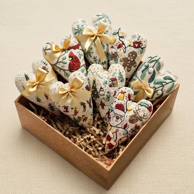Kit de Broderie à la Main de Noël en Forme de Cœur