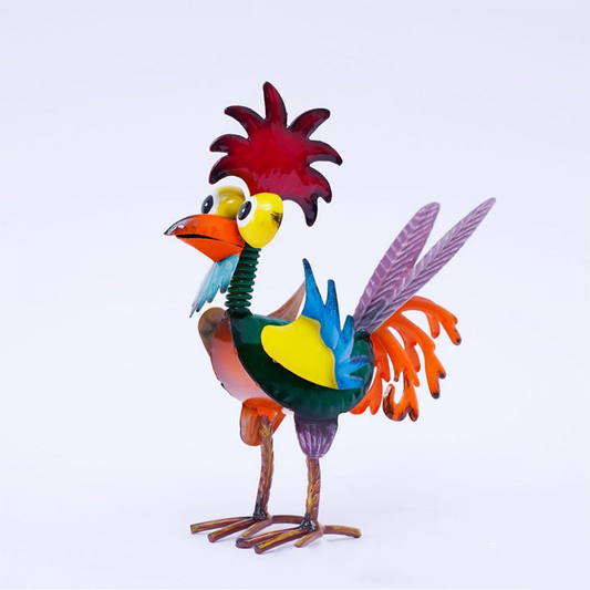 Décoration amusante en métal représentant un coq pour le jardin