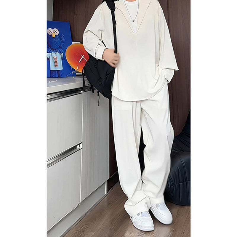 🔥Soldes 2025 50 % de réduction🔥Ensemble deux pièces faux chemise et pantalon à col en V