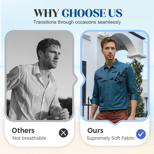 Chemise Thermique Classique pour Homme avec Paysage Oriental