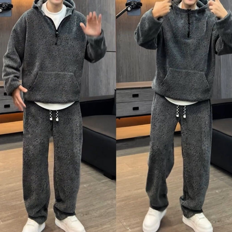 Ensemble 2 pièces élégant pour homme composé d'un sweat à capuche et d'un pantalon large