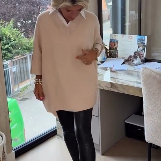 🍂 Édition limitée automne🔥 Haut à manches longues pour femme avec col chemise