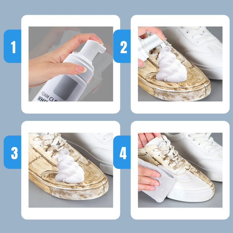 Nettoyant Mousse Décontaminant et Anti-jaunissement pour Chaussures Blanches