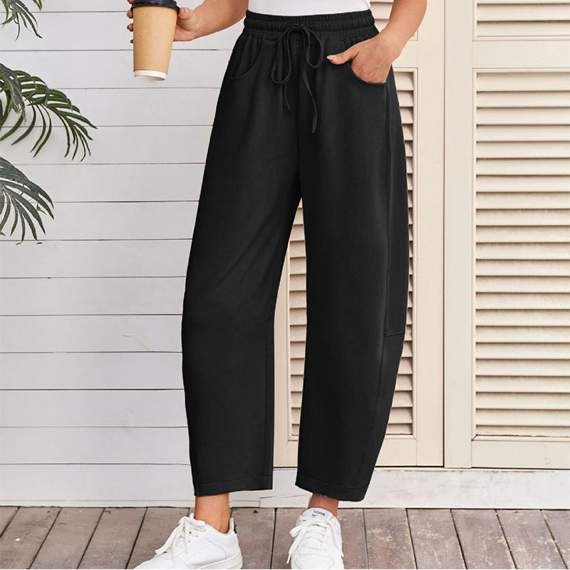 Pantalon de survêtement capri à poche et cordon de serrage
