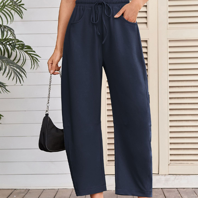 Pantalon de survêtement capri à poche et cordon de serrage