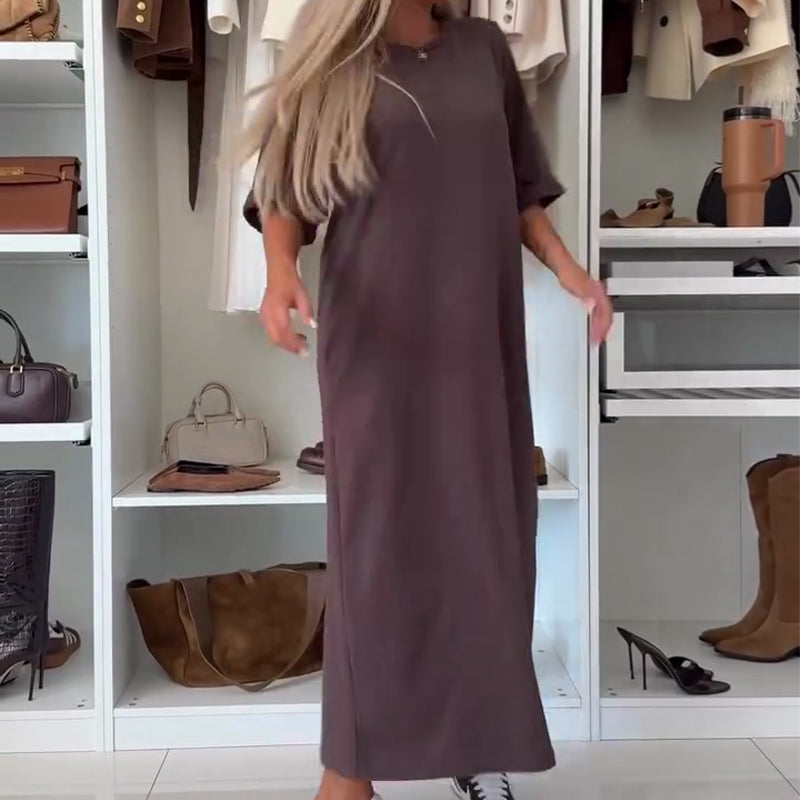 ✨ Robe t-shirt maxi oversize classique pour femme - Une tenue chic et décontractée sans effort