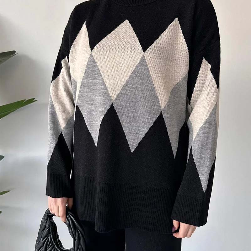 🔥Offre à durée limitée - Ensemble pull et pantalon à losanges colorés tendance