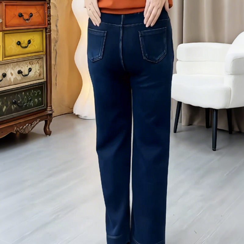 ⏳Spécial à durée limitée⏰Jean droit femme à ceinture élastique ajustable par cordon👖