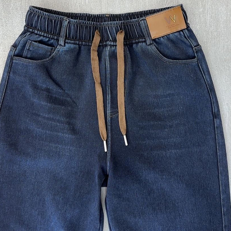 ⏳Spécial à durée limitée⏰Jean droit femme à ceinture élastique ajustable par cordon👖