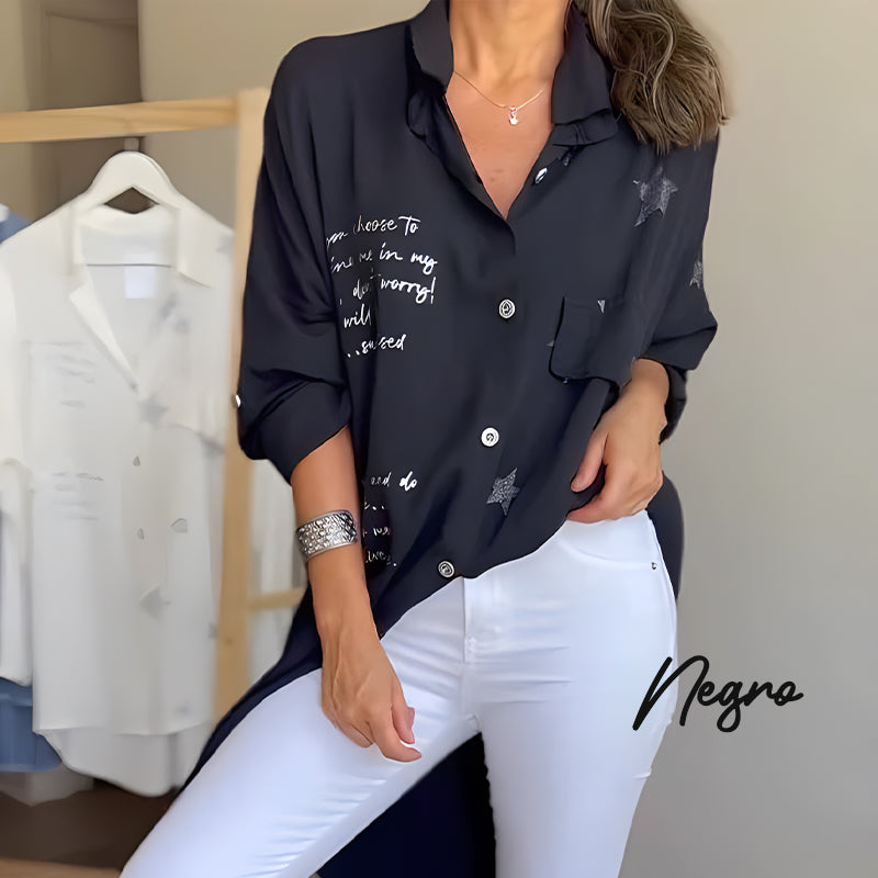 Chemise en denim à manches longues et poignets retroussés