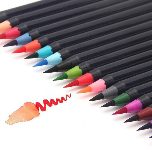 Set de 20 stylos pinceaux imperméables aux couleurs vives