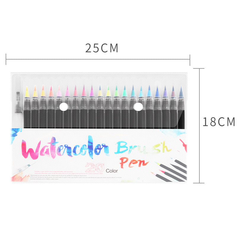 Set de 20 stylos pinceaux imperméables aux couleurs vives