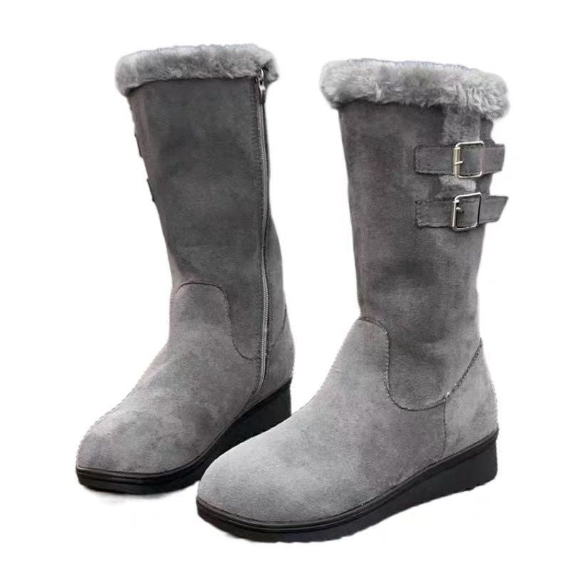 Bottes de neige mi-mollet chaudes doublées de peluche pour femmes