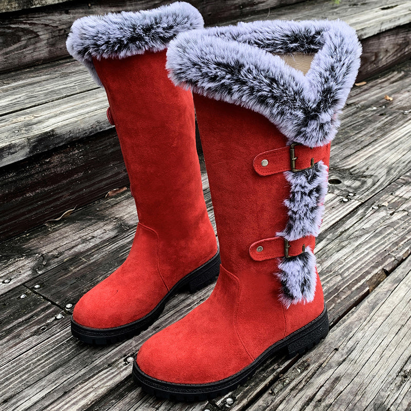 Bottes de neige mi-mollet épaisses en peluche pour femmes【Achetez 2 livraison gratuite】