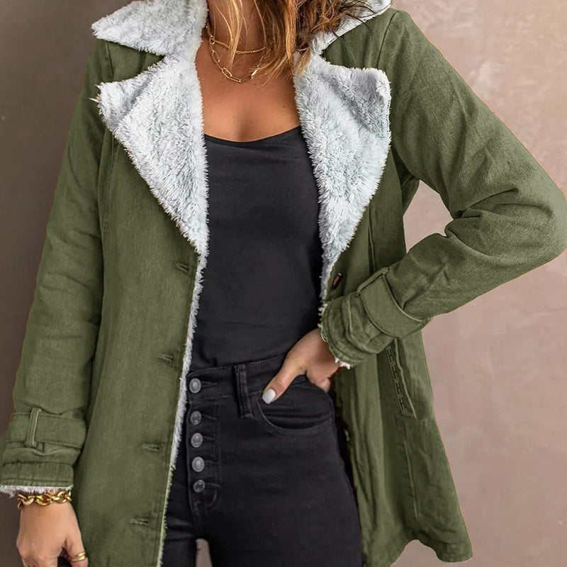 Veste chic et chaude pour femme avec col à revers