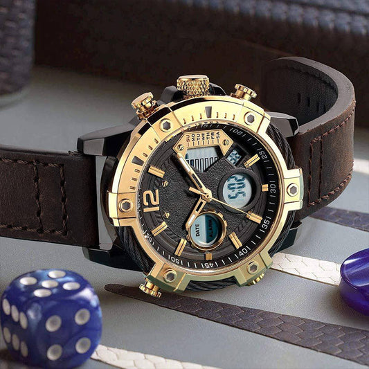 ⌚Montre de sport à quartz multifonctionnelle à double affichage pour homme, étanche à 3 ATM